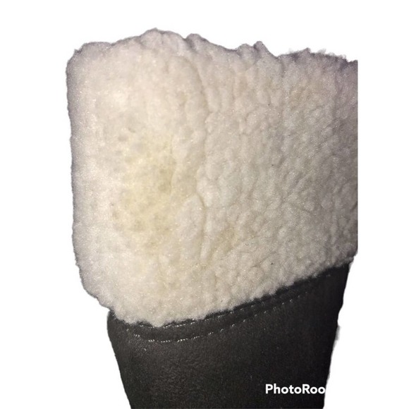 GAP Charcoal Faux Suede And Fur Wedge Boots Women’s Size 9 - Picture 7 of 14